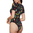 thumbnail image 3 of Naloa Colorful Geometric Figures Women's Short-Sleeved Onesie, One-Piece Swimsuit for Parties, dates, clubs - XX-Large, 3 of 9