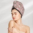 thumbnail image 2 of Yiaed Sailboats And Palm Tree Print Hair Cap with Button,Coral Fleece Hair Towel Wrap for Women Wet Hair,Quick Dry Turban for Wet Hair Long Thick Hair, 2 of 5