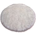 thumbnail image 1 of Round Mat Home Decor Faux Fur Sheepskin Rugs Kids Carpet Nursery Bedroom Fluffy Rug Shaggy Area Rug, Diameter 3.3ft White+Grey, 1 of 3