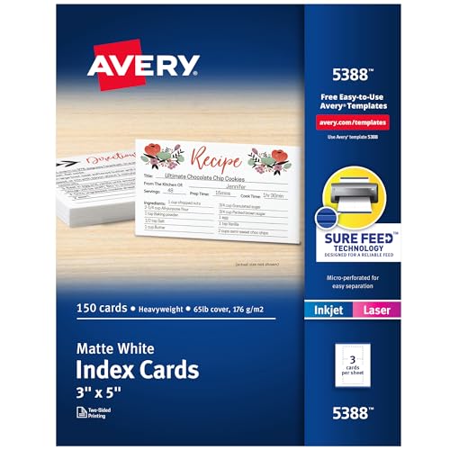 Avery 3" x 5" Printable Index Cards, 150-Pack photo 2