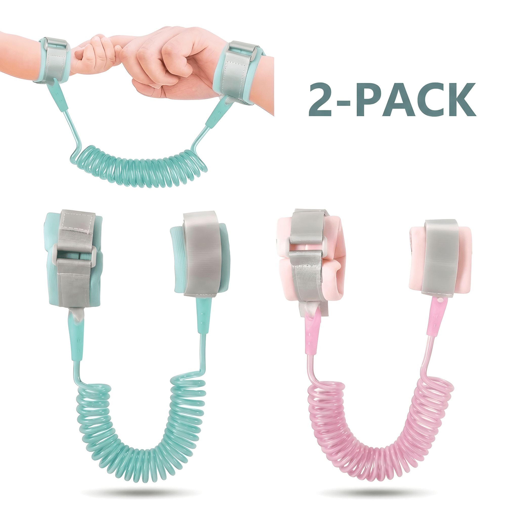 ROSEXIXI 2 Pack Toddler Leash Anti Lost Wrist Link for Kids 59 Inch Elastic Coiled Child Safety Wristband