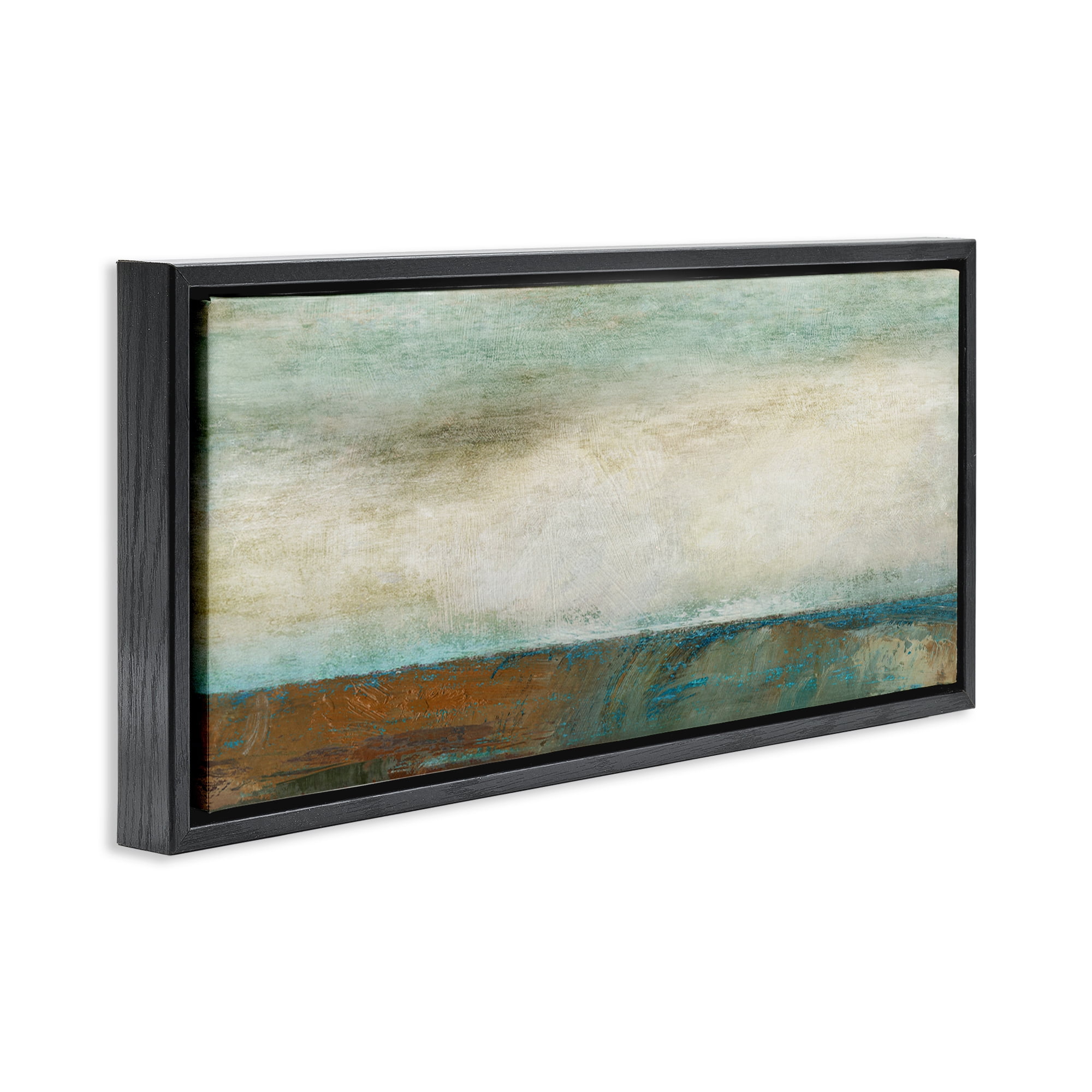 Stupell Industries Brushed Seascape View Abstract Painting Black Floater Framed Canvas Art Print Wall Art, 31 x 14