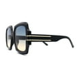thumbnail image 3 of Oversized Mob Retro Thick Beveled Plastic Frame Nerdy Rectangle Sunglasses Black Blue Brown, 3 of 4