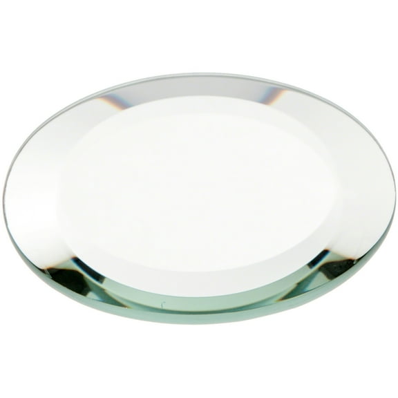 Plymor 3" Round, 5mm Thick Beveled Glass Mirror Circle, Pack of 24