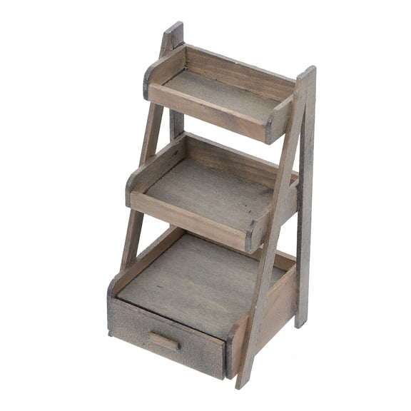 DEEPCRAFF Three Layer Storage Shelf Mini House Brown 1Pack 2X4.3In