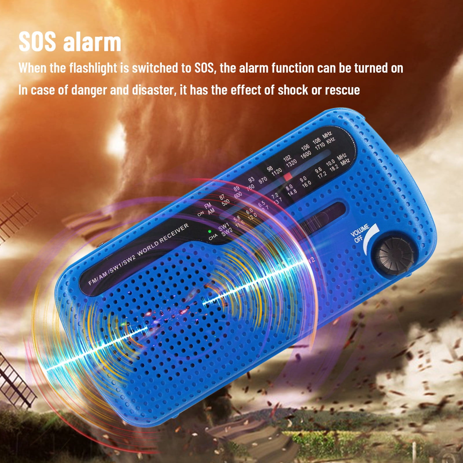 Radio Multifonction D'urgence 6 En 1 - Manivelle, Solaire, 8000 MAh, Lampe, Boussole - Pour Camping, Randonnée, Panne - 4