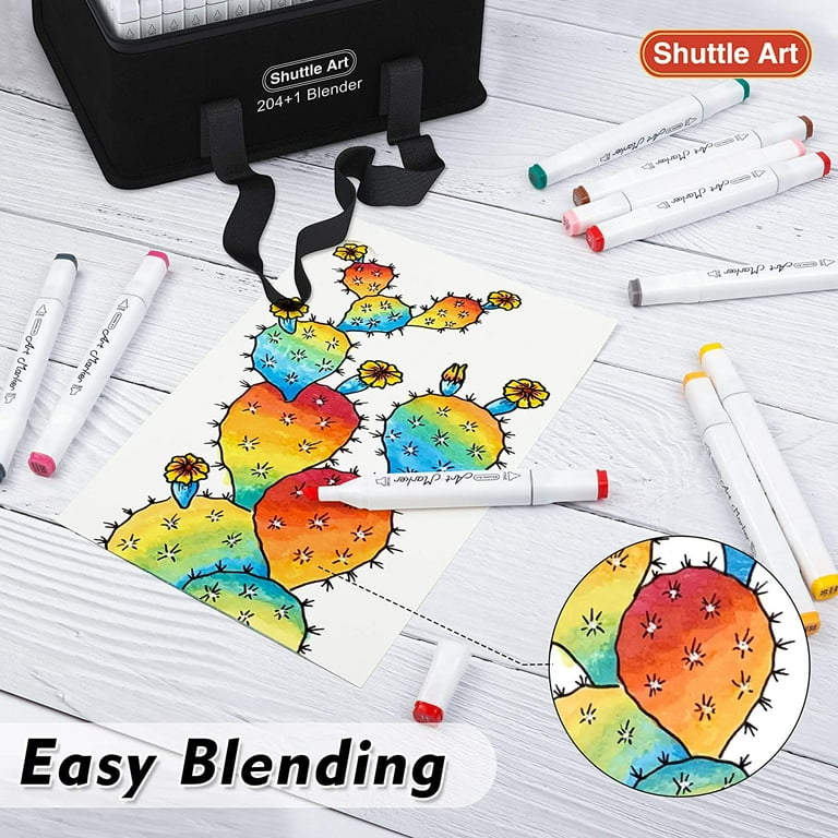 Banral 204 Colors Dual Tip Alcohol Based Markers, Twin Sketch Art