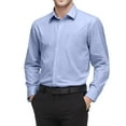 thumbnail image 2 of Resicozy Mens Dressy Shirts Long Sleeve Button Down Blouses Classic Solid Color Wrinkle-Free Formal Office Tops Shirt Light Blue S, 2 of 8