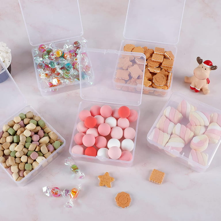 16 Pack Small Containers Clear Plastic Boxes Beads Storage Organizers with  Hinged Lids for Small Items, Jewelry, Crafts 