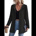 thumbnail image 3 of Abrigo de Invierno Elegante para Mujer, Cárdigan con Capucha, Mangas Largas y Cremallera, Otoño/Invierno Negro M, 3 of 8