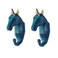 thumbnail image 1 of 2 piezas perchero gancho animal gancho para abrigos llavero soporte de pared (unicornio azul, 1 of 5