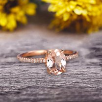 Vintage Looking Morganite Engagement Ring On 10k Rose Gold 1.75 Carat 8x6mm Oval Cut Gemstone Custom Made Fine Jewelry Art Deco Anniversary Ring Bridal Ring