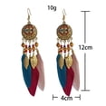 thumbnail image 6 of Bohemian Vintage Jewelry For Women 2024 Trendy Carved Leaf Feather Tassel Long Earrings, 6 of 23