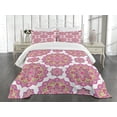 thumbnail image 3 of Ambesonne Purple Mandala Quilted Bedspread Set 3 Pcs, Lotus Essence, King Size, Lime Green Fuchsia, 3 of 5