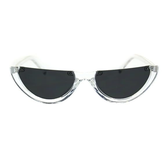 Womens Crop Top Retro Cat Eye Mod Funk Sunglasses Clear Black