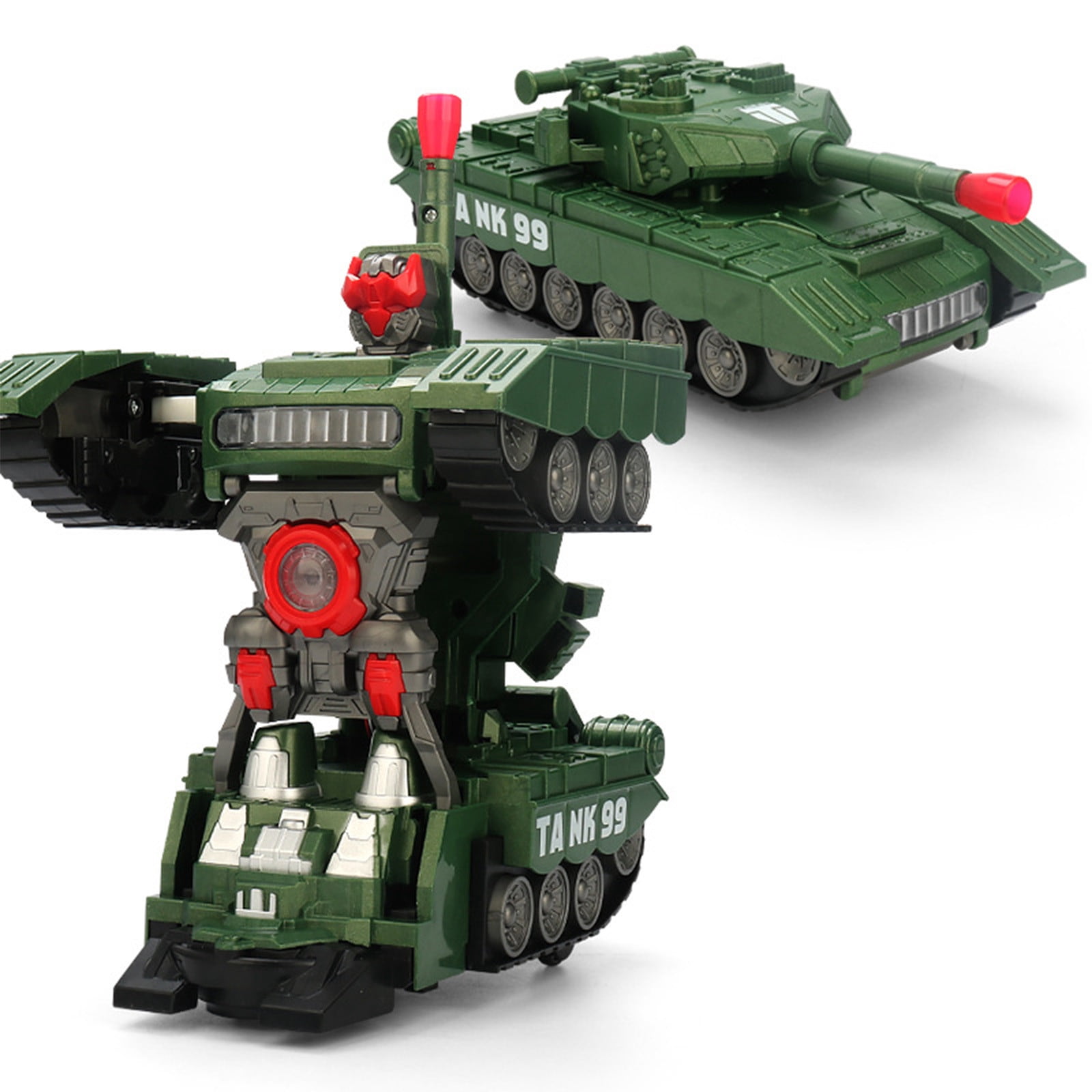 Fufafayo Universal Deformation Tank CarToy, Transforming Robot Vehicle with Light and Sound, Simulation Model Glow in The Dark, Tracked Wheels Motorized Action Figure for BoysKidsGift