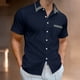 thumbnail image 1 of Blusa y camisa de manga corta con cuello vuelto para hombre, cárdigan estampado con botones y bolsillo de solapa de manga corta, blusa para hombre, 1 of 8