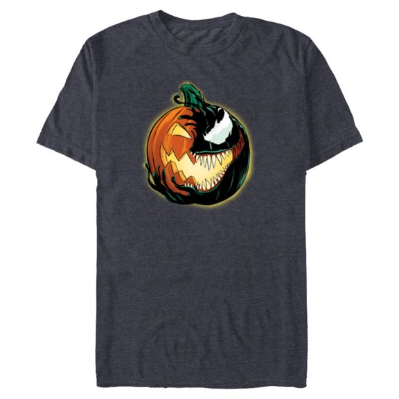 Marvel Venom Halloween Symbiote Pumpkin Jack-O’-Lantern - Short Sleeve Blended T-Shirt for Adults - Customized-Navy Heather