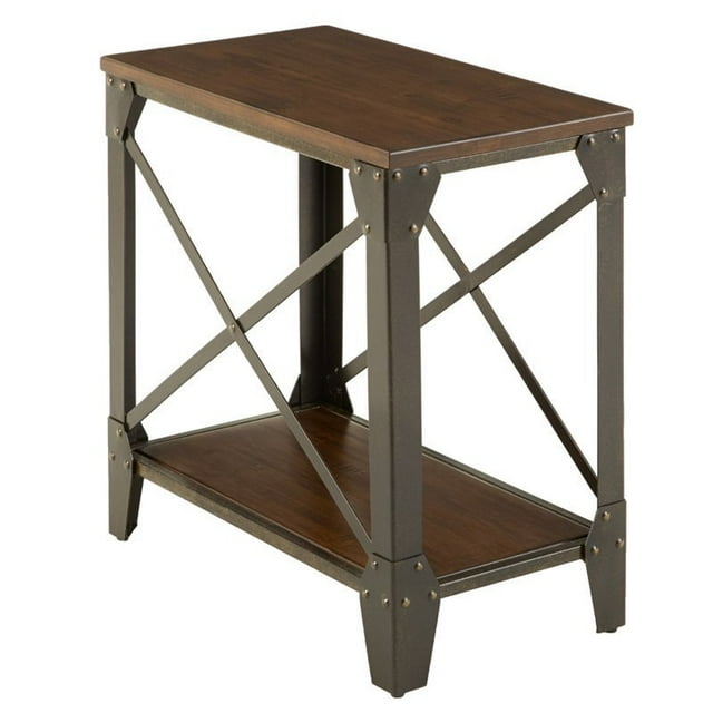Winston Table d'Appoint Rustique Moyenne Cerisier avec Cadre en Métal