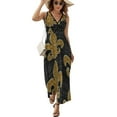 thumbnail image 2 of Black And Gold Fleur De Lis Sleeveless Dress Dresses Women Summer Evening Dresses Ladies Bohemia Long Dresses, 2 of 9