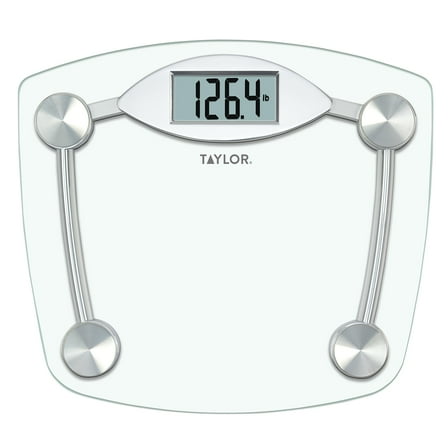 Taylor 13.0"x11.7" Clear Glass Body Weight Scale Battery Powered 400 lb Capacity