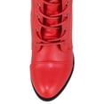 thumbnail image 4 of Forever Camila-48 Women's Lace Up Over The Knee Boots Stacked Block High Heel Side Zipper Thigh High Boots Red 7.5, 4 of 5