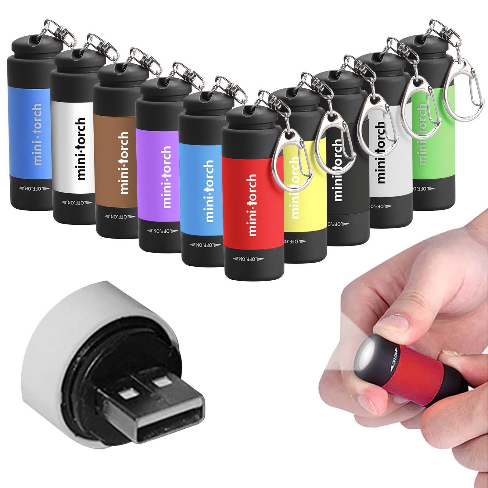 USB Rechargeable Keychain Flashlights, 0.3W Mini Keychain Light, 5 Pack Waterproof Small Flashlights for Emergency LED Tiny Flashlight Colorful Gift for Kids Students Family, Gift