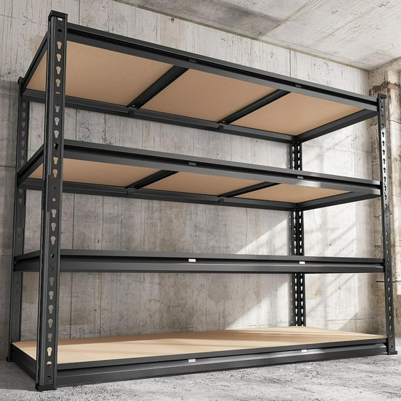 PRZL 48" W Garage Shelving Heavy Duty 2550 LBS Storage Shelves 4 Tier Heavy Duty Shelving, Adjustable Metal Shelves, Industrial Shelf for Garage, Warehouse, Pantry, 48" W x 60" H x 24" D