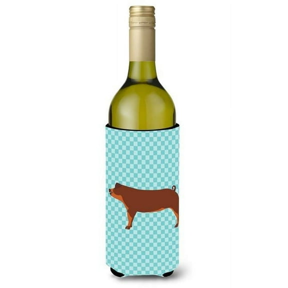 Duroc Pig Blue Check Wine Bottle Beverge Insulator Hugger