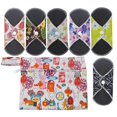 thumbnail image 1 of 1 Set of 7PCS Reusable Menstrual Pads Washable Bamboo Charcoal Sanitary Pads Panty Liners (6PCS Menstrual Pads and 1PC Bag Random Pattern), 1 of 4