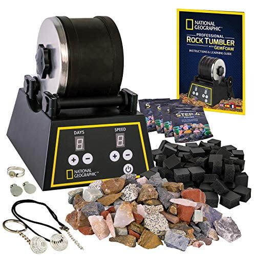 NATIONAL GEOGRAPHIC Hobby Rock Tumbler Kit Includes Rough Gemstones New 