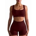 thumbnail image 3 of Conjuntos de Yoga acanalados sin costuras para mujer, Top deportivo con sujetador, pantalones cortos de realce de cadera, conjuntos de moda para entrenamiento, ropa deportiva para gimnasio y Fitness,, 3 of 5