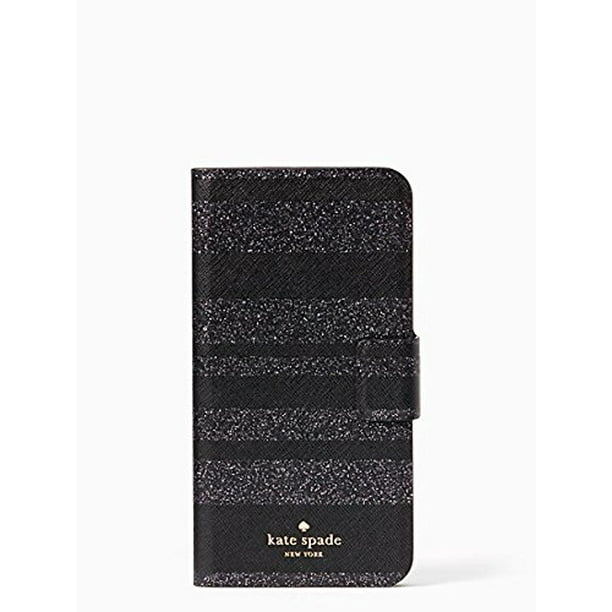 Kate Spade New York Black Glitter Stripe Folio Case for iPhone 7 Plus &  iPhone 8 Plus 