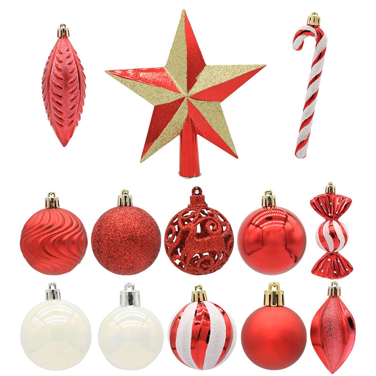 Christmas Balls Set of 40 Plastic Sphere Ornaments Hanging Crafts Decor for Xmas Tree Festival Front Door Decoration Party Props Supplies