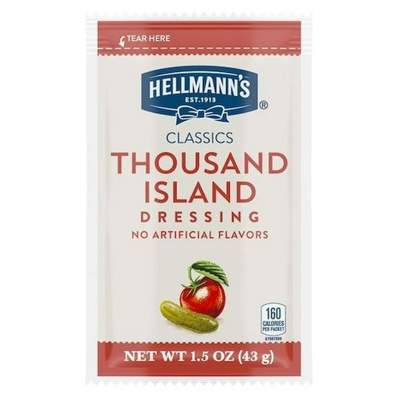 Hellmanns Classics Thousand Island Salad Dressing, 1.5 Ounces -- 102 per Case.