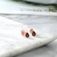 thumbnail image 4 of Gem Stone King 1.54 Ct Pear Shape 7x5mm Red Garnet 18K Rose Gold Plated Silver Stud Earrings, 4 of 4