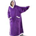 thumbnail image 4 of 1pc Flannel Blanket With Sleeves, Winter Hoodies Sweatshirt, Women Men Pullover Fleece Giant TV Blanket, 4 of 5