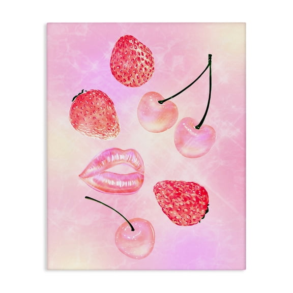 Pink Fruits and Kisses Canvas Wall Art, design by Ziwei Li