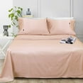thumbnail image 2 of Marquess Cotton Linen Tencel Lyocell Blended Light Orange King Colling Bed Sheet Set, 2 of 6