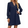 thumbnail image 2 of Women'S Summer Dresses Long Sleeve Casual Sundress Dress Beach Vacation 2025 Fashion Navy Blue M, 2 of 8