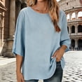 thumbnail image 2 of RXMEKW Linen Batwing Sleeve Loose Top for Women Round Neck Backless Style Solid Color, 2 of 8