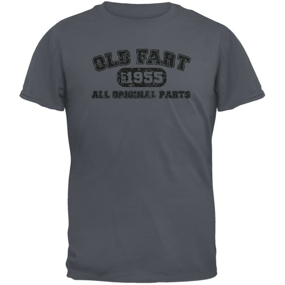 Old Fart Original Parts 1955 Funny Charcoal Grey Adult T-Shirt - 2X-Large