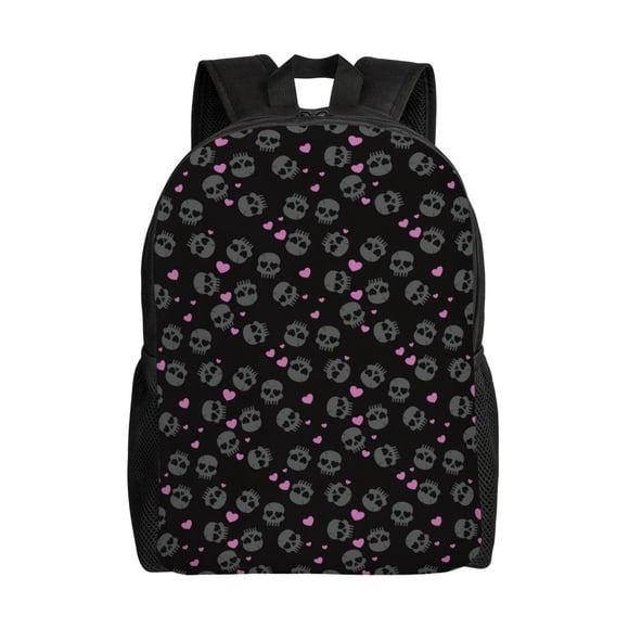 Saiise Cool Skull Love for Backpack for Daily Travel School Work Fits 15in Laptop Lightweight Casual Bag for Men and Women