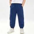 thumbnail image 2 of Frnrwgo Boys Girls Cargo Pants Loose Fit Lightweight Elastic Waist Casual Daily Joggers 3-13 Years, Blue, 2 of 10