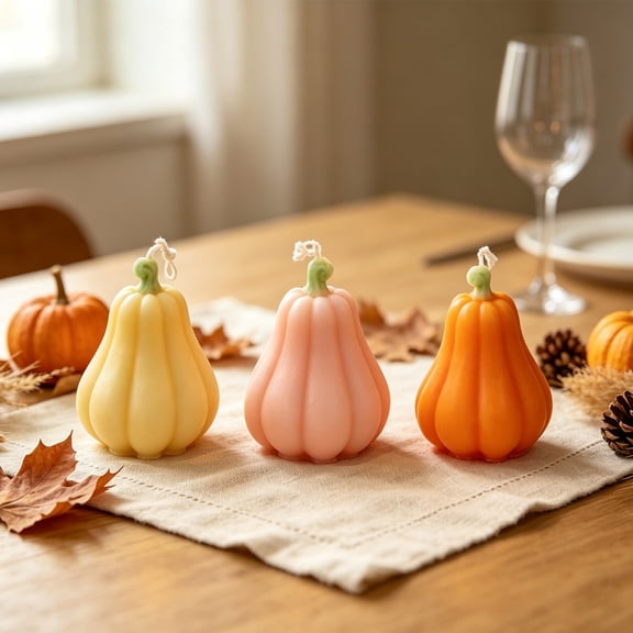 AYktou 2Pcs Fall Pumpkin Scented Candles, Pumpkin Shaped Spice Candle, Thanksgiving Aromatherapy Candles, Autumn Handmade Soy Wax Cute Mini Pumpkin Votive Candles for Tabletop Fireplace Home Decor