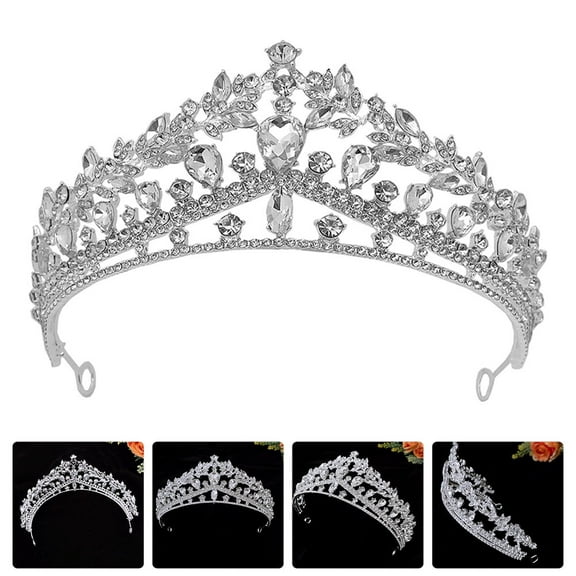 LABSERRON Elegant Crown Headband Silver for Girls and Women Photo Shoots 1Pack