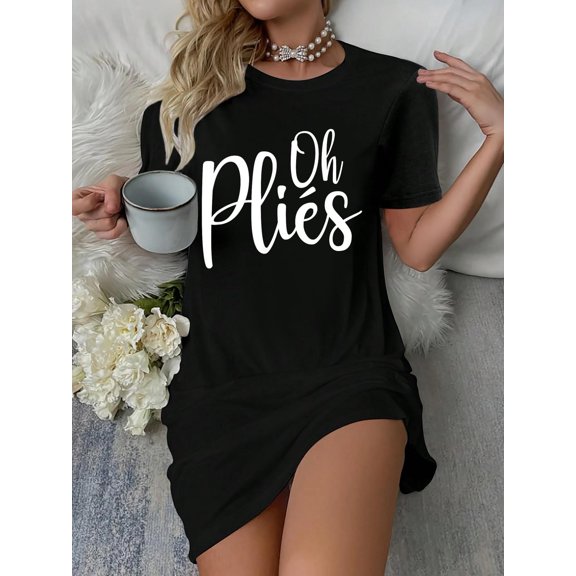 Oh Plies Funny Ballet Dance Instructor T-Shirt Dress Casual Summer Dress Everyday Outfit