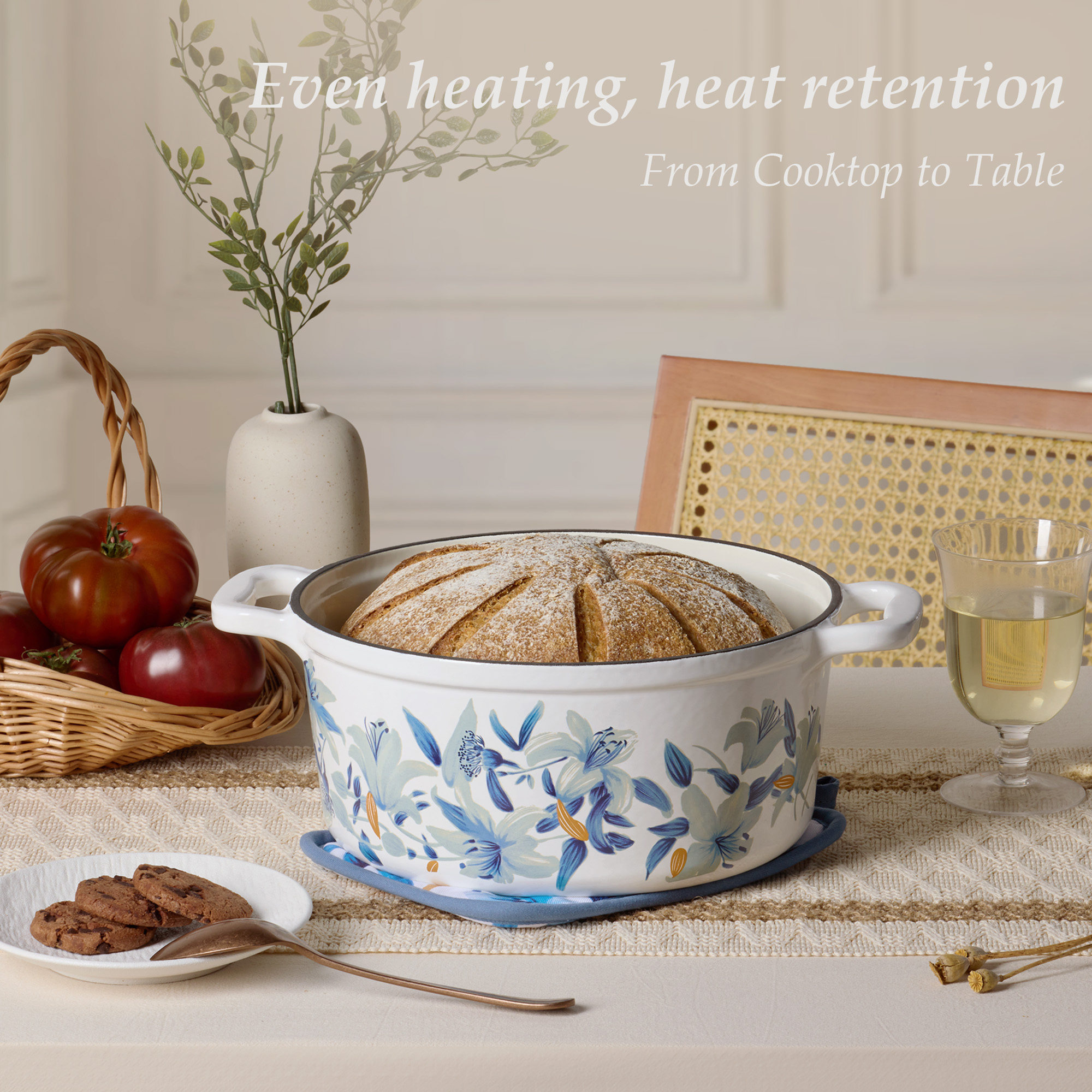 Carote 5-Quart Enameled Cast Iron Dutch Oven, Blue photo 4