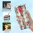 thumbnail image 4 of Tumbler Trumpet Flower Red Insulated Coffee Cup Beverage Container Travel Mug with Straw and Lid Double Wall Stainless Steel 20oz Office, Back to School, 4 of 5
