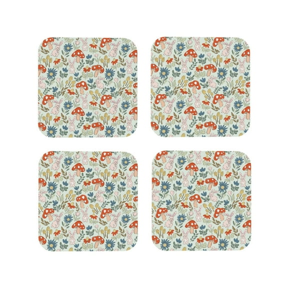 Kdxio Garden Of Little Bunnies Funny Coasters,4 Pcs Leather Coasters,Housewarming Gifts,Protect Furniture from Water Marks Scratch and Damage